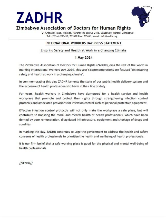 Zadhr statement on the occasion of international workers day